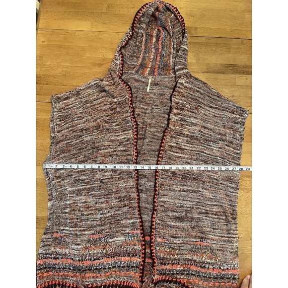 Free‎ People Festival Lagenlook Jungle Heat Hood Tiger Fringe Cardigan Size S/P - Picture 5 of 8